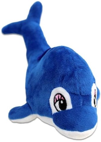 BEMIRO Delfin Kuscheltier – 32 cm lang, gestickte Augen, mit Schlaufe, kuschelig weich (Dunkelblau)