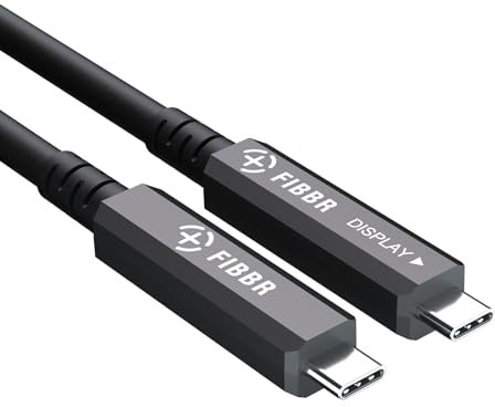 FIBBR Câble USB C vers USB C en fibre optique Full Featured 15 m, 10 Gbps USB 3.2 GEN2 Câble vidéo pour longues distances avec PD 60 W pour casques VR / AR, webcam, appareil photo, ordinateur portable