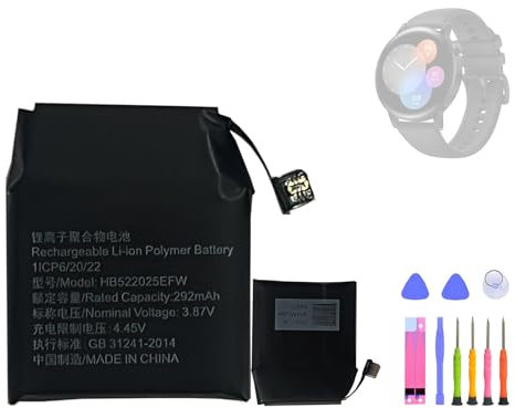 HIGHAKKU Batteria di ricambio per smartwatch HB522025EFW compatibile con Hua-wei Watch Smartwatch GT3 42 mm GT3 Pro 42 mm con strumenti