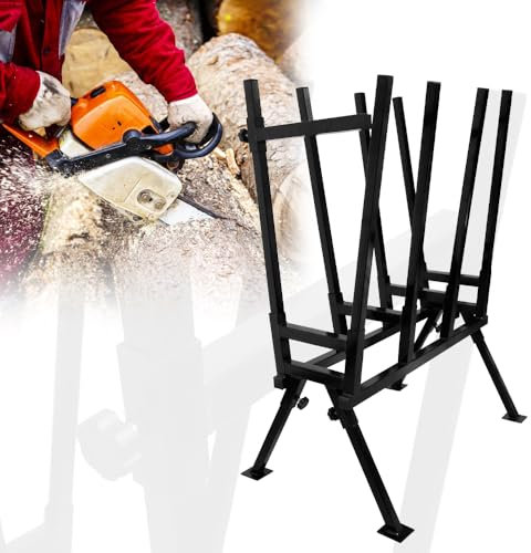 YRHome Sägebock 400kg belastbar 77x53x102cm Höhenverstellbar mit Feststellbügel Für Kettensäge & Brennholz Stahl-Holzständer Wetterfest