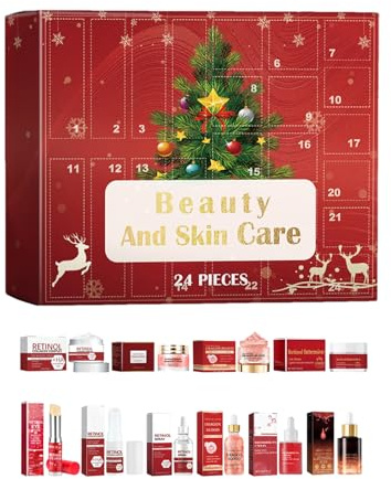 Weihnachts-Adventskalender, Gesichtscreme, Feuchtigkeitslotion, Hautpflege, Gesichtspflege-Set, für Frauen und Männer, Spa, Bad, Körper, Geburtstag, Party