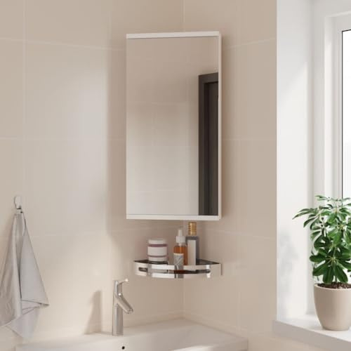 Tomostar Armoire d'angle Salle de Bain avec Miroir, Armoire de Toilette Miroir Meuble de Salle de Bain Blanc 30x24x60 cm