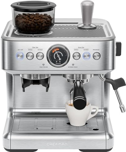 Chefman Crema Supreme Macchina per Espresso 15 Bar con Macinacaffè