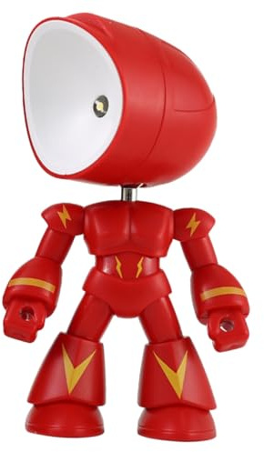 Baluue Nachtlicht Roboter LED Nachtlampe für Kinderzimmer Verstellbarer Kopf Batteriebetrieben PVC Rot Dekorativ für Tisch und Zuhause