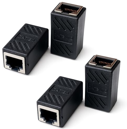 4 PCS Coupleurs RJ45 Raccord Femelle Femelle - Adaptateur d'Extension Ethernet 8P8C Compatible CAT5, CAT5e, CAT6, Idéal pour Rallonger Câbles Ethernet, Anti-Interférence