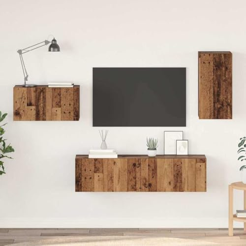 HEFZGDB 7-teiliges Gartentisch-Set aus massivem Akazienholz und Metall, Garten Essgruppenset für Terrasse und Balkon mit grau-brauner Holz-Mischung, Platz für bis zu sechs Personen,