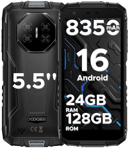 Luzglo Fire 3 Pro Rugged Smartphone Android 16, 2026 Rugged Phone with Gemini AI, 8350mAh Battery, 24GB+128GB/2TB Octa-Core android Phones, 5.5 HD+ IPS, 16MP+8MP, Face ID/NFC/Widevine L1