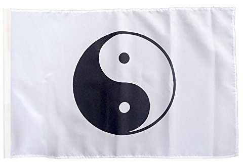Flaggenfritze Flagge/Fahne Ying und Yang, weiß + gratis Sticker