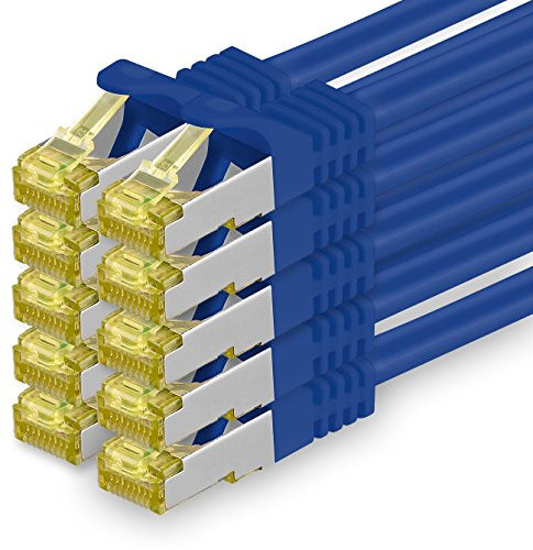 Cat.7 Netzwerkkabel 3,0 m Blau 10 Stück Cat7 Ethernetkabel Netzwerk LAN Kabel Rohkabel 10 Gb s SFTP PIMF LSZH Set Patchkabel mit Rj 45 Stecker Cat.6a