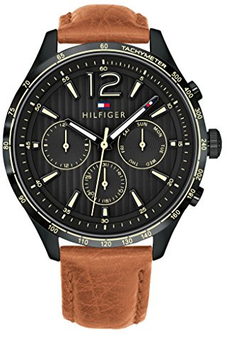 Tommy Hilfiger Multi Zifferblatt Quarz Uhr für Herren mit Braunes Lederarmband - 1791470