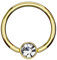 Piercingfaktor BCR Piercing Klemmring Ring Flach mit Kristall Klemm Kugel Septum Nasen Lippen Helix Ohr Tragus Gold 1,2mm x 8mm x 3mm