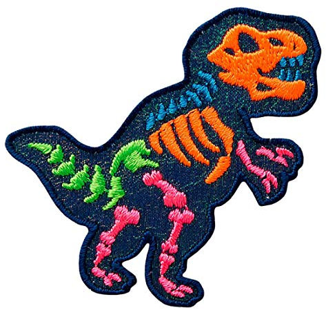 Catch the Patch Dinosaurier Dino T Re x Tier - (Größe: 6 x 5,5 cm) – Aufbügler & Applikationen in verschiedenen Größen – Ideal für Kleidung, Schulranzen, Jeans & Rucksäcke