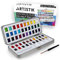 ARTISTIK Watercolour Paint Set - 50 Colours in Half Pan Palette and Portable Metal Tin Premium Quality Assorted Vivid Colour Paints with Paint Brush for, Beginners Students & Artists