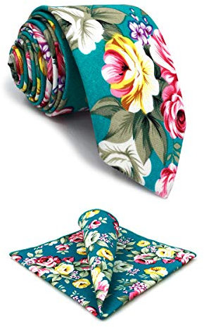 S&W SHLAX&WING Baumwolle Krawatten für Männer Dünne Floral bedruckt (No.7)
