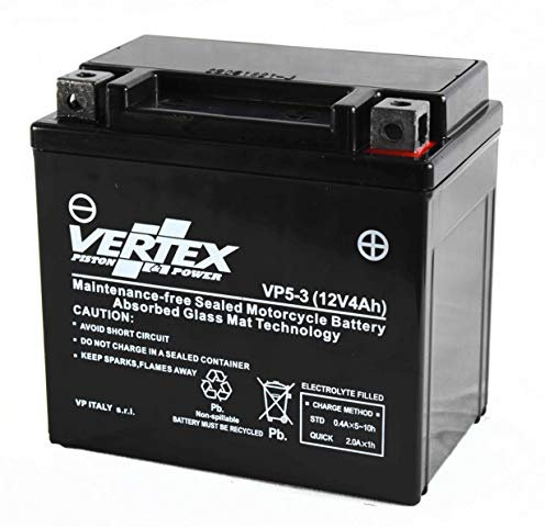 Vertex VP5-3 Sealed AGM Motorcycle/Powersport Battery, 12V, 3Ah, CCA (-18) 70, Replaces: CTX5L-BS, YTX5L-BSPerfect battery for Motorcycle, ATV's, Personal Watercraft and Snowmobiles
