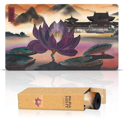 Paramint Light Lotus (Bordes cosidos) - Alfombra de Juego MTG - Compatible con tapete de Juego Magic The Gathering - Juega a MTG, YuGiOh, TCG - Diseños Originales y Accesorios