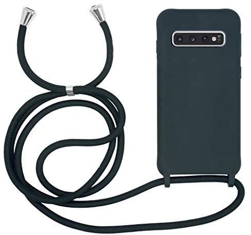 MyGadget Handykette für Samsung Galaxy S10 - [ Hülle mit verstellbaren Band ] - TPU Handyhülle mit Handyband zum Umhängen - Kordel Schnur Case Schutzhülle - Dunkel Grün