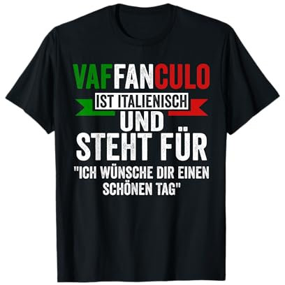 Italiener Vaffanculo Italia Italienisch Italien T-Shirt - Schwarz, S - Klassische Passform, Halbarm, Rundhals-Ausschnitt, T-Shirt, Herren, Italienische Flagge, Rom