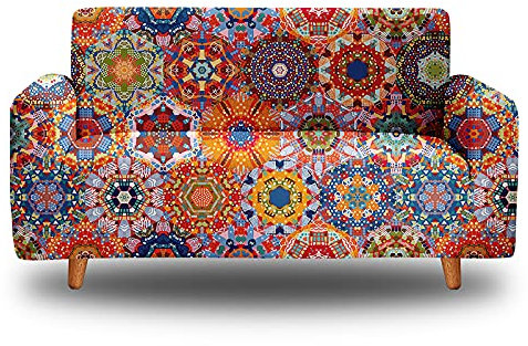 HOSIMA Elastischer Sofabezug 1/2/3/4 Sitzer Sofahusse Strech Sofa Überzug Couch Cover Muster Couchbezug Sofabezüge Schonbezug Couch (2 Sitzer LFZJY0779)