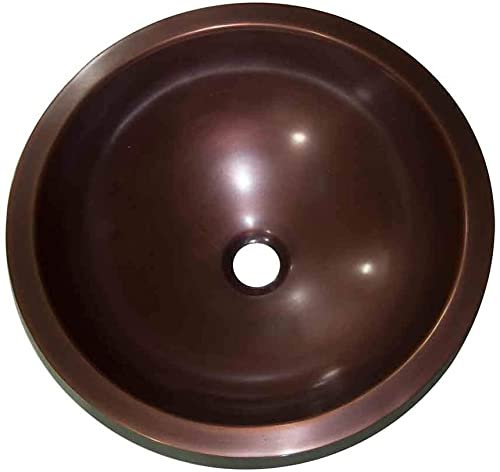 Artizea Lavabo de salle de bain en cuivre martelé à double paroi circulaire de 15 po (Moyen 40 x 40 x 20)