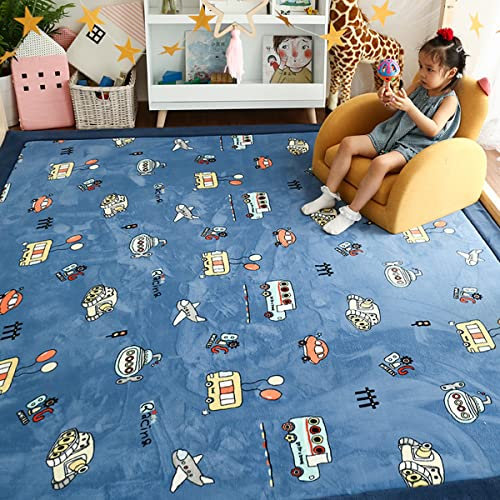 Spielmatte Baby Teppich Krabbelmatte Kinder Spielteppich, 2,5cm Dicke, Auto-Muster Kinderteppich für Mädchen & Jungen, Farbe: Blau, Grösse: 180x200 cm
