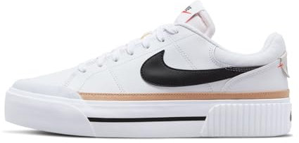 Nike Damen Court Legacy Lift Sneaker, White Black Hemp Team Orange, 35.5 EU