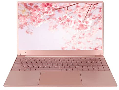 PUSOKEI Computadora Portátil Ultradelgada de 15,6 Pulgadas, Mini IPS FHD Con Teclado de Retroiluminación de Huellas Dactilares, Intel N5095 Window11, Rosa (12+128G)