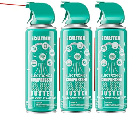 iDuster Compressed Canned Air Duster - 3 PCS Disposable Compressed Air Duster Can Cleaning for Computer,Keyboard, Jewelry, Car and Cellphone, 10oz