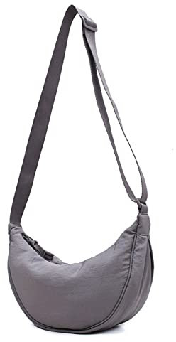 TTSAM Damen Halbmond Crossbody Schultertasche,Abnehmbarer Verstellbarer Schultergurt for Women Unterarmtasche Clutch Handtasche Messenger Bag für Frauen Dating Party Einkaufe, Grau