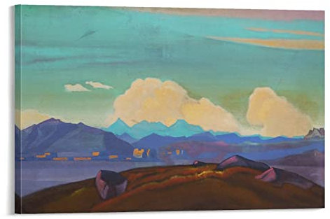 JILIP Mount Everest aus Tibet von Nicholas Roerich, Poster, Malerei, Leinwand, Wandkunst, Wohnzimmer, Poster, Gemälde, 30 x 45 cm