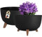 KADAX Macetas Decorativas de Plástico con Soportes, Maceteros con Patas de Imitación Madera para Interiores y Exteriores (Juego de 2: Negro, 39.5 cm)