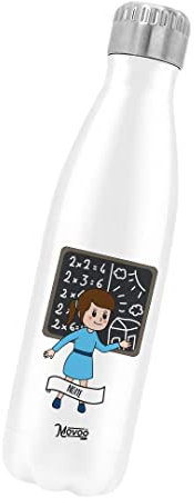 Borraccia Termica Bottiglia Termica Acciaio Inox 500ml Bottiglia Termica Made in Italy Ecologica Thermos 24 Ore Freddo & 12 h Caldo - Personalizzata con nome - Maestra Donna