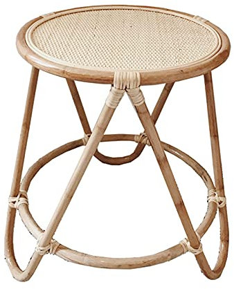 Akzent-Sofa-Beistelltisch, Couchtisch aus Vollgeflecht, gehärtetes Glas und Rattan, runder Tisch, Terrasse, Lounge, Snack-Tisch, Floristen-Blumenständer, Eck-Ausstellungstische, B, 50 x 50 x 51 cm,