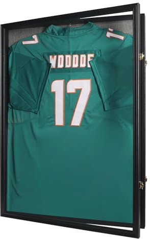 VERANI Jersey Frame Display Case - Jersey Display Frame - Jersey Shadow Box with 98% Uv Protection Acrylic for Baseball Basketball Football Hockey Soccer Sport Shirt and Uniform-Large-Black