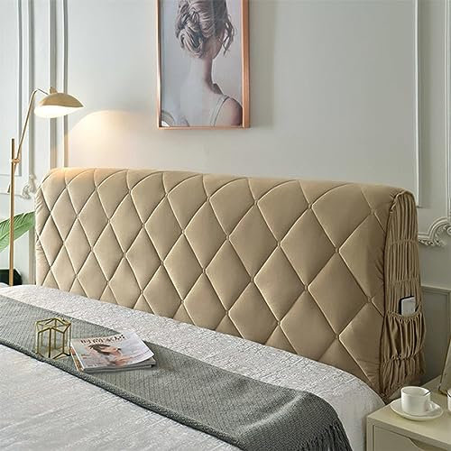 YOHOCS Bett Kopfteil Bezug, Bettkopfteil Hussen, Dehnbare Saubdichte Schutzhülle, Bettkopfteil Hussen Abdeckung Cover Für Full Twin Queen King Bett Kopf,Light Coffee,200cm