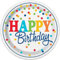 Unique- Platos de Papel Ecológicos-23 cm-Fiesta de Lunares Arcoíris-8 Unidades (Paquete de 1), Multicolor, 23 centimeters (58255EU)