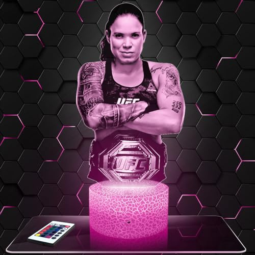 Lampephoto.fr - A. Nunes The Lioness MMA 3D Lampe, Touch Nachtlicht, Deko Freie Kampfkünste, Geschenkidee Mann objekt A. Nunes The Lioness MMA Nachtlicht Erwachsene deko Zimmer, 3D Led Illusion