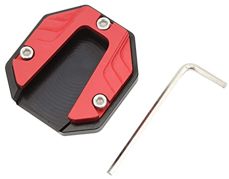 Motorcycle Side Stand Plate Pad, Kickstand Extender Foot Side Stand Anodic Oxidation Coloring High Strength Kickstand Pad Plate Support Accessory for Outdoor Surface (Red)