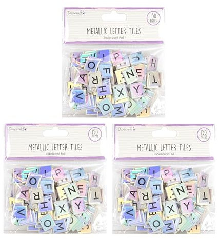 Dovecraft Essentials Metallic Letter Tiles - 3 Pack (Iridescent)