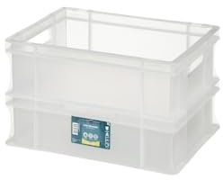 METRO Professional Eurobox, PP, 40 x 30 x 24 cm, 22 L, 20 kg, milchig, stapelbar, Handgriffe, weiß