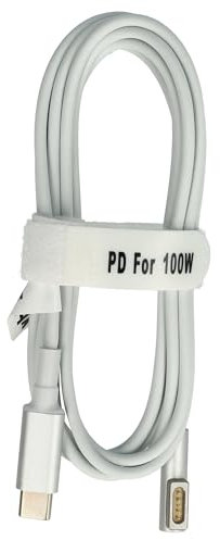 vhbw Adapterkabel USB Typ C auf MagSafe 1 kompatibel mit Apple MacBook Pro 15 (2.53 GHz), 13 Notebook, Laptop - 175 cm, 100 W, PVC