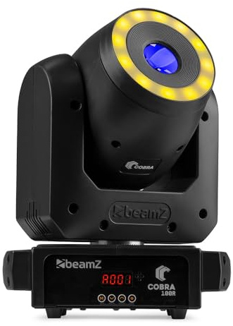 BeamZ Cobra 100R Moving Head LED 100 Watt Spot DMX Licht mit 6 Facetten Prisma, Soundsteuerung, Auto Modi, 7 Gobos, Gobo-Shake, Flashrate 1-20Hz, IP20, Dimmbar, Discolicht Partylicht - Schwarz