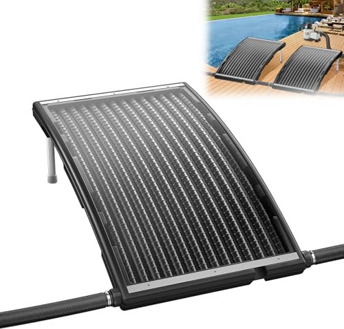 YARDIN Set di 1 riscaldamento solare per piscina, riscaldamento solare, connettore per piscina Ø 50 mm, riscaldamento per acqua calda, doccia da giardino, bombato, nero, 111 x 65 x 35 cm