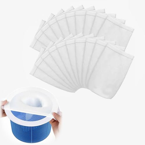 20 PCS Chaussette Skimmer Piscine,prefiltre skimmer,netskim chaussettes piscine skimmer,chaussette filtre piscine Nylon Élastique pour Attraper Les Feuilles, Pollen,Cheveux,efficacement la saleté