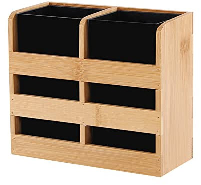 ruyi-1986 Porta Utensilios Soporte de utensilio de bambú Divisor Crock Chopsticks Organizador Caddy for Pinzas de Cocina Cubiertos Tenedor Cuchara Soporte de Utensilios Cocina