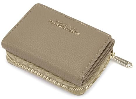 ANYWN Damen Geldbörse Klein, Elegante Brieftasche mit Großer Kapazität, Portemonnaie Klein mit Großem Münzfach 33-Kamel, Beige