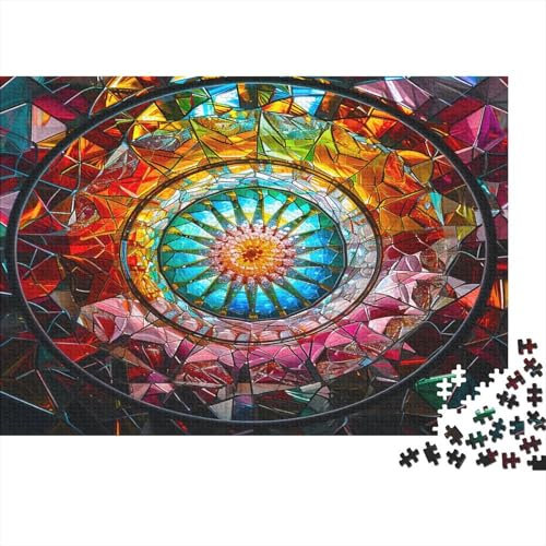 lihuogongsio Farbiges Glas Puzzle 1000 Teile Puzzle Für Erwachsene Kaleidoskop Geschicklichkeitsspiel Für Die Ganze Familie Premium Quality Schöne Geschenkidee Kräftigen Farben 1000pcs (75x50cm)