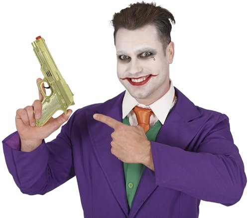 FIESTAS GUIRCA Faux Pistolet Doré Métallisé Plastique 22 cm I Déguisement Accessoire Gangster Criminel Horreur Espion Agent Secret I Halloween Cosplay Carnaval