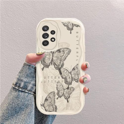 Schmetterling Welle Silikon Weich Hülle Kompatibel mit Samsung Galaxy A52s 5G/A52 4G 5G Weiß