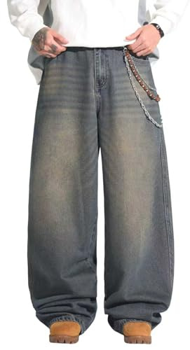 Zewool Herren Baggy Jeans Weite Beinform Skater Jeans Denim-Hosen | Hip Hop,Lässige,Lockere Passform,Streetwear,Y2K Skateboard,Gerade
